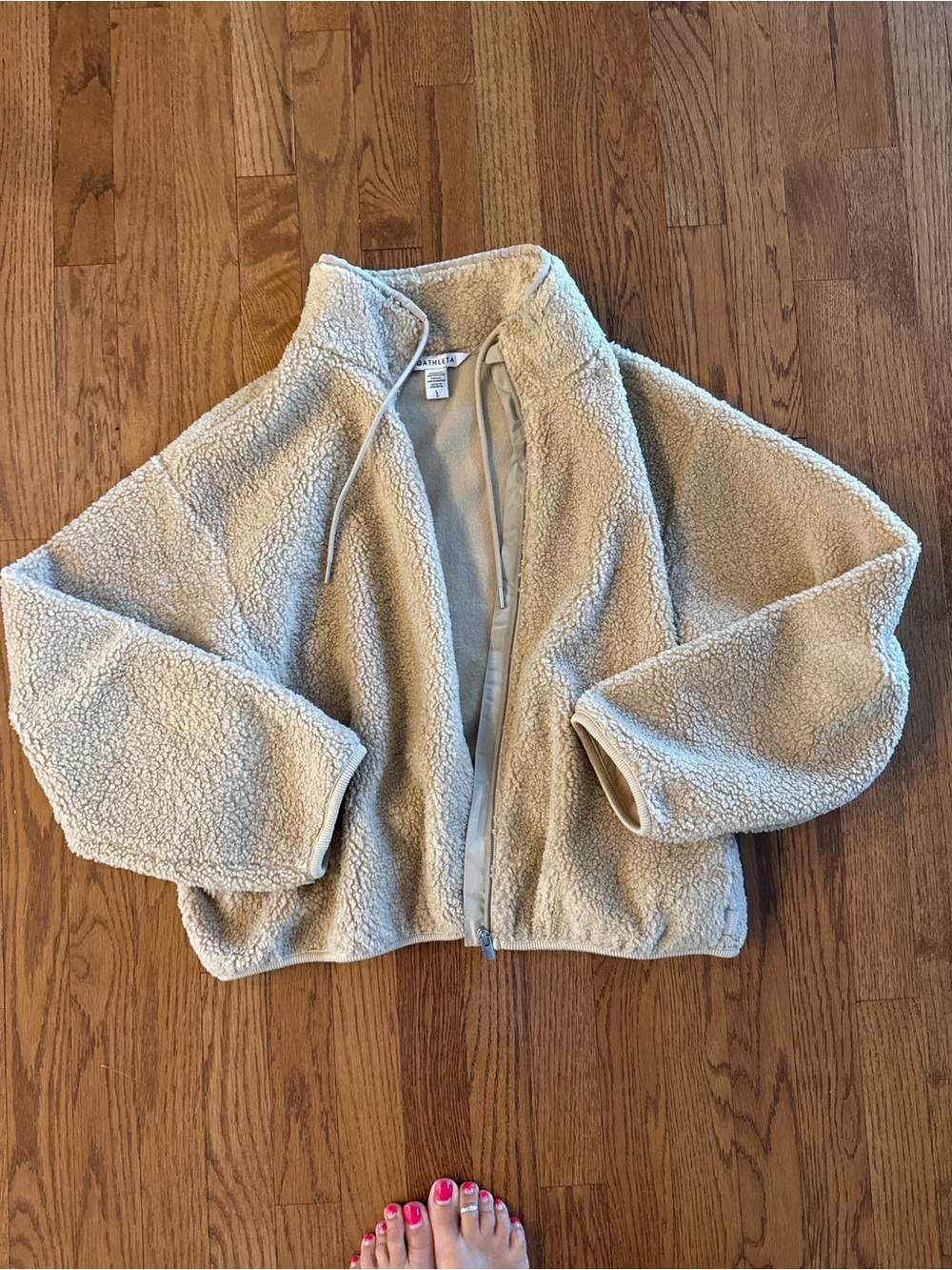 Athleta Cream Teddy Sherpa Zip Jacket